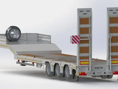 3 Axle Lowbed 3D Drawing on Solidworks Ready to Production 3D model