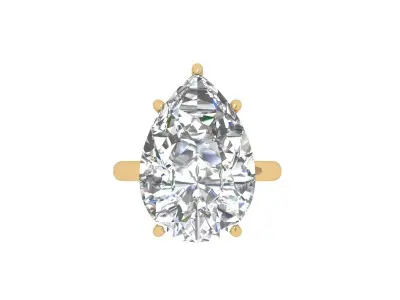 Pear Solitaire Ring 3D print model 5
