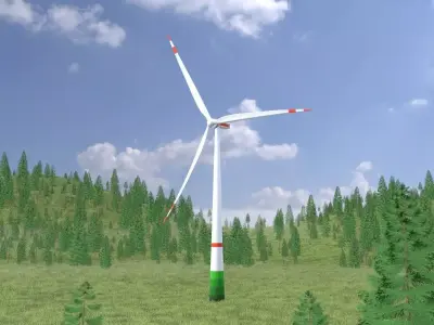 Wind turbine E1 H-132 RD 172 m Low-poly 3D model
