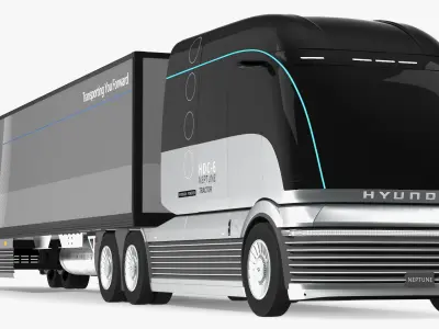 Hydrogen Concept Semi Truck Hyundai HDC-6 with Trailer 3D model