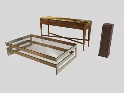 nancy corzine Sanford Buffet  low table and wood pedestal 3D model