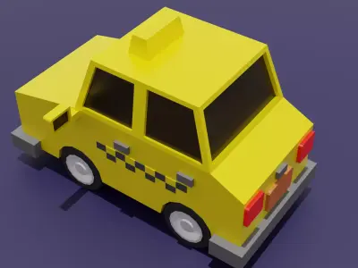 Low Poly Taxi Car 3D Model Stylized City Vehicle Game Asset Low-poly 3D model