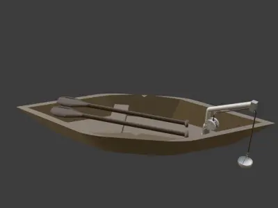 Low Poly Boat canoe Low-poly 3D model