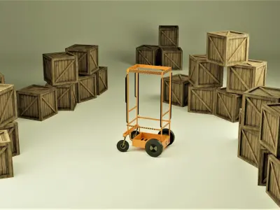 Industrial Mini Cart Low-poly 3D model