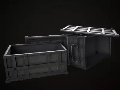 Game Ready Metal Crate with Lid Low-poly 3D model