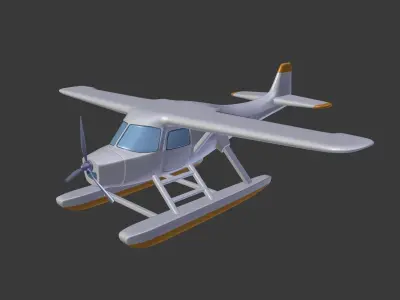 Cartoon Sea Plane - Seaplane Low-poly 3D model