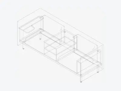 Sofa - Contemporary - Flame - Medium - Central Shelf Work Shelf Low-poly 3D model get