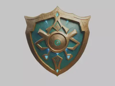 Stylized Medieval Fantasy Lowpoly Shield Low-poly 3D model