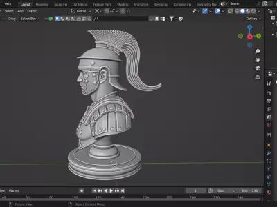 Medieval Roman Soldier Pawn Chess Piece 3D print model