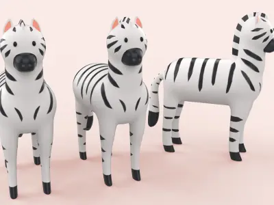 Cartoon Zebra Animal Style Cute Low-poly 3D model