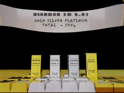 Gold Silver Platinum Free low-poly 3D model