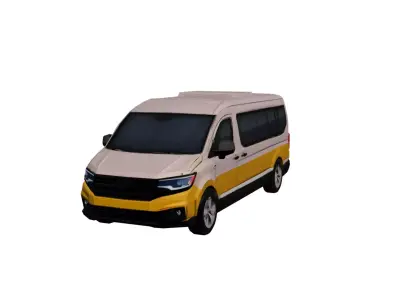 Low Poly Generic Minibus Vehicle Model PBR Texture Low-poly 3D model