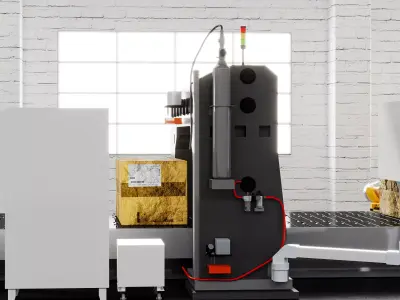 3D Model of Conveyor Belt Robot Replacement Production Line 3D model