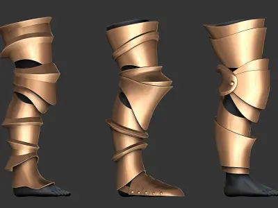 Leg Armor Highpoly and Lowpoly With UVs Vol 2 Low-poly 3D model