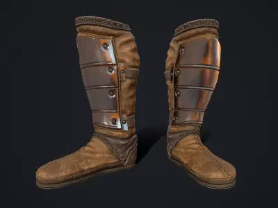 Medieval armored boots Low-poly 3D model