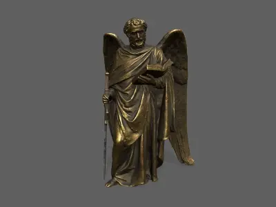 Old Man Statue Low-poly 3D model 6