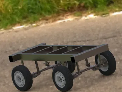 Dolly Chassis with Suspension and Tyre and Braking assembly Low-poly 3D model