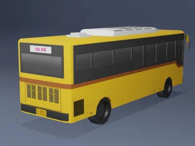 Yellow Thai bus Low poly v05 Low-poly 3D model