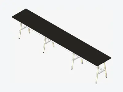 Desk - Timberline - Workstation - Sgl - Side - 3 - Person - High Low-poly 3D model
