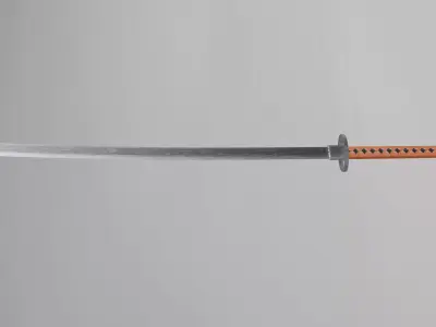Long silver katana 3D model