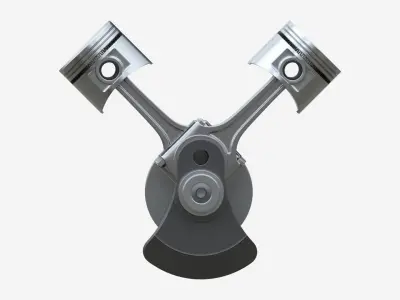 Engine crankshaft and pistons 3D model