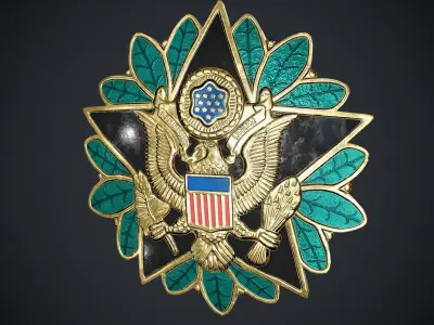 Low poly Badges gold sheriff badge 3D Model Pack