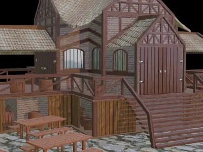 Medieval House Low-poly 3D model get