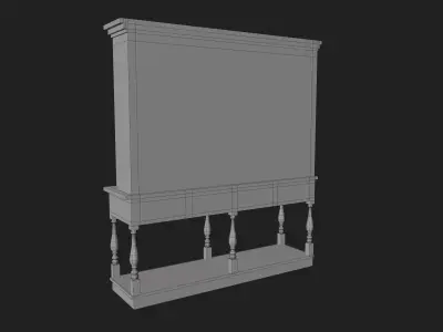 Vintage Wooden Shelf with Drawers Low-poly 3D model