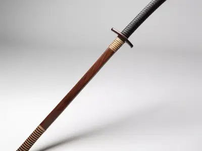 Realistic Wooden Bokken Training Sword 3D model