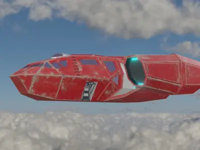 Futuristic Spaceship - concept - low poly -game ready - textured Low-poly 3D model
