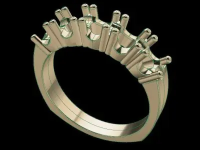 5 Stone Engagement Band 4mm 3D print model purchase
