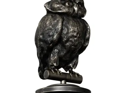 Bronze figurine of an owl bird 3D model