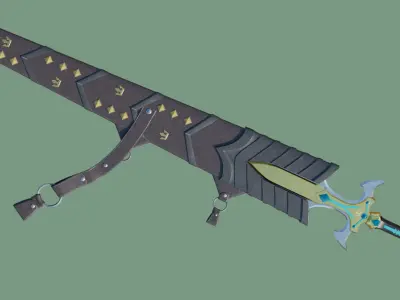 5 Fantasy Swords All PBR Unity UE Textures Included  3D Model Pack