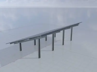 Solar module version 1 width 15000mm tilt angle 20 degrees Low-poly 3D model