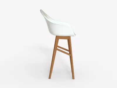 White wood  and  Epoxy Bar Chair 3D model