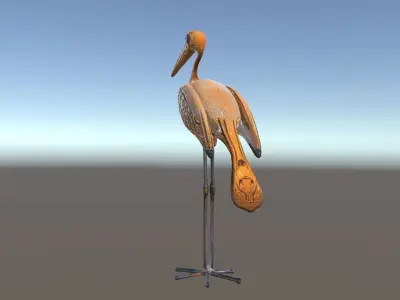Bird Sculpture Model Pack with Detailed Textures Low-poly 3D model