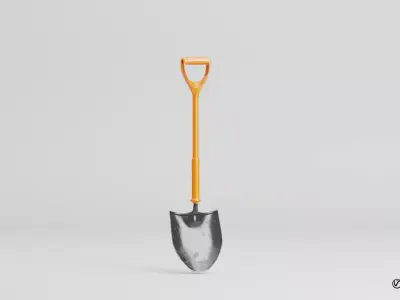 Round Mouth Shovel Ground Works Instrument Low-poly 3D model