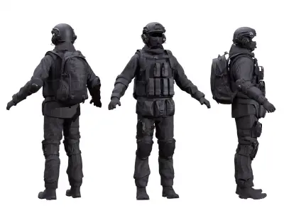 Male Military Outfit 4 Low-poly 3D model