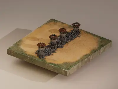  Castle Wall Level 10 Low-poly 3D model