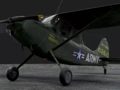 Piper PA 18 Super Cub Birddog Free low-poly 3D model
