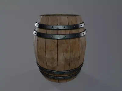 Medieval Wooden Barrel v2 Low-poly 3D model