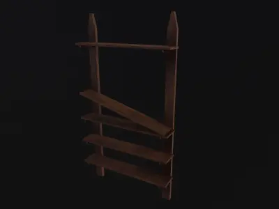 Pottery Shelf Low-poly 3D model
