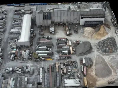 factory building industrial terrain storage drone photogrammetry 3D model