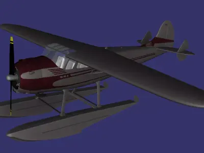 Cessna 195 Businessliner floats version Free low-poly 3D model
