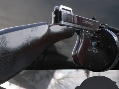 Thompson M1928 Submachine Gun Low-poly 3D model Low-poly 3D model