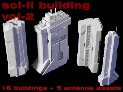 sci-fi buildings-vol2 Low-poly 3D model