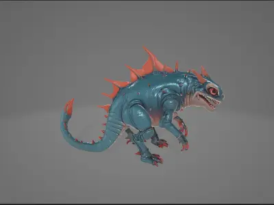  Spiked Lizard Beast  Fantasy Creature Low-poly 3D model