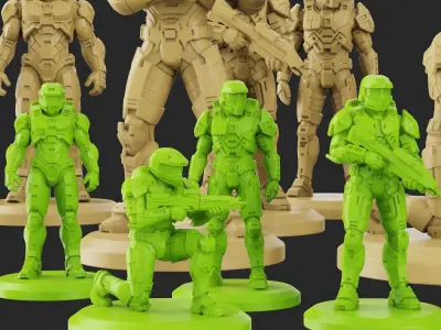 Sci-Fi Soldier Squad - Miniature Set for 3D Printing 3D print model purchase