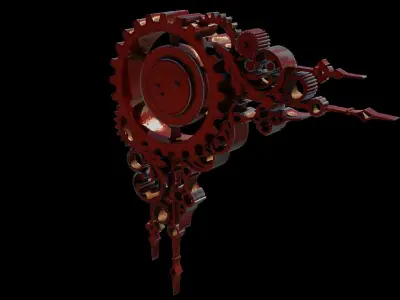 Steampunk Clock Low-poly 3D model