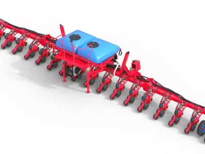 Trailed Seed Drill Low-poly 3D model